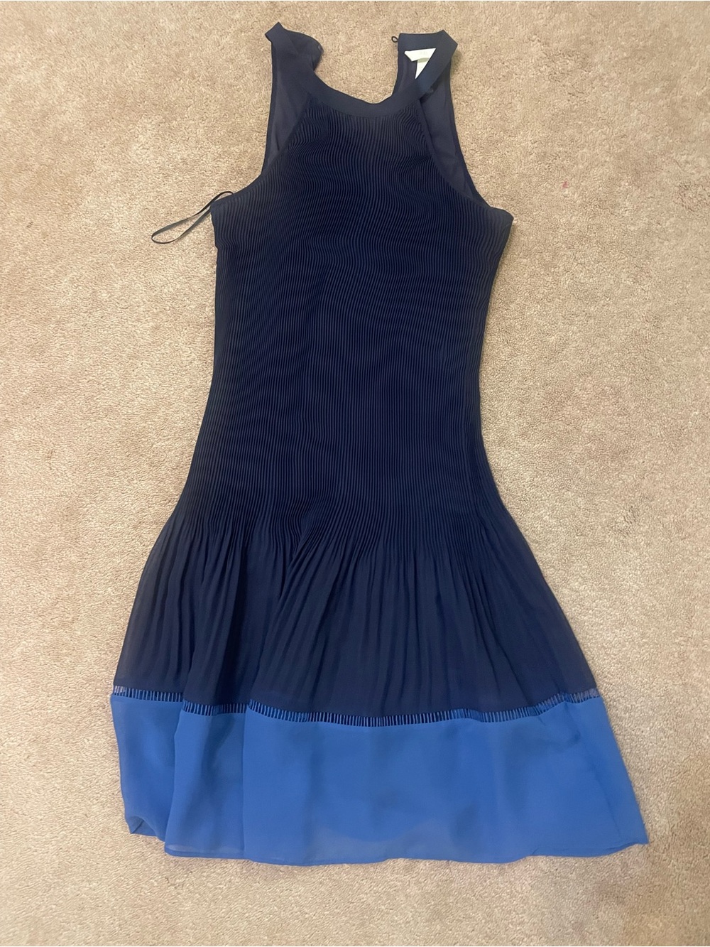 H&M Navy with Cobalt Hem Pleated Dress